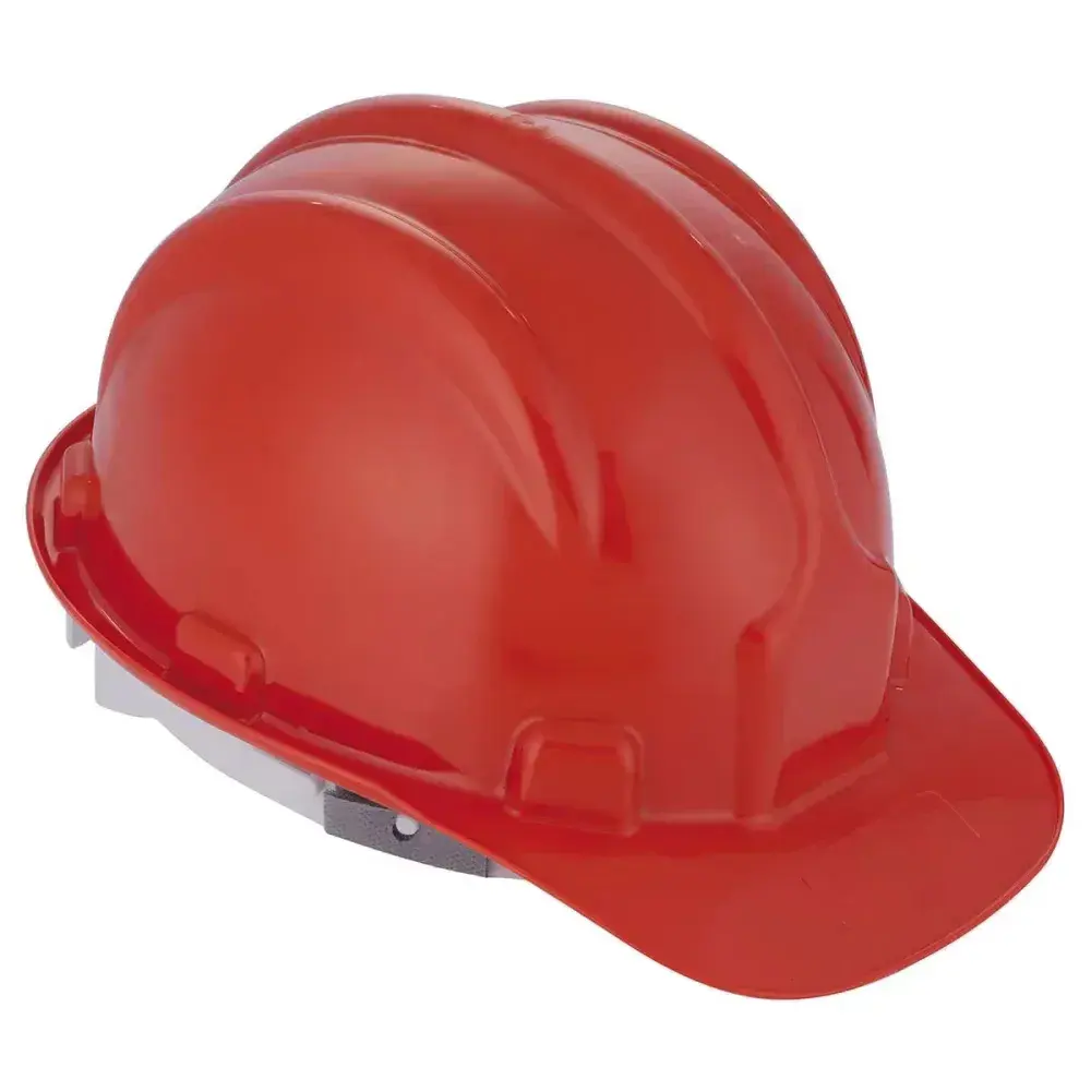 Capacete de proteção com carneira vermelho Worker — fotografia 3