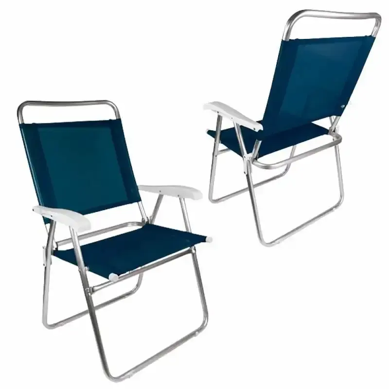 Cadeira de praia e piscina master plus 120 kgs alta em alumínio kit com 2 peças Mor — fotografia de referência