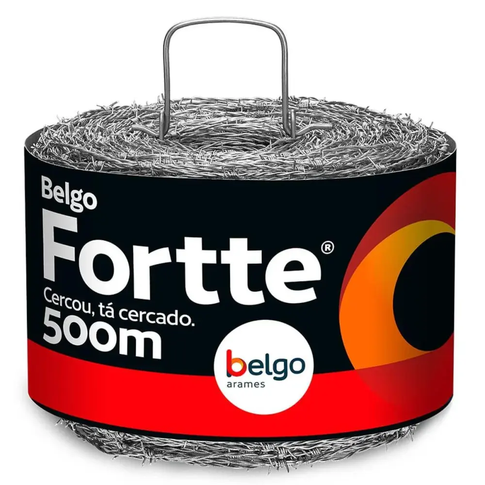 Arame farpado galvanizado fortte 350KGF 1,6MM 500M Belgo — fotografia de referência