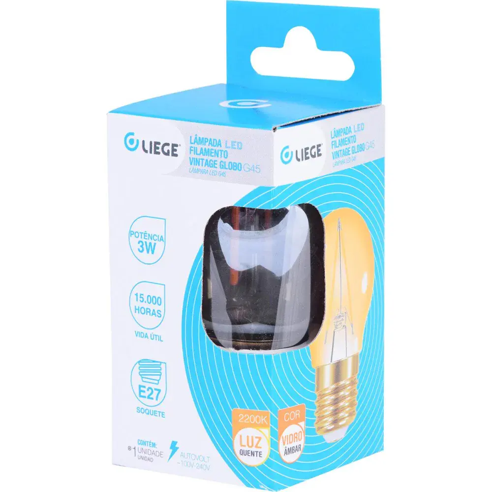 Lâmpada led filamento vintage globo G45 bivolt Liege — fotografia 5