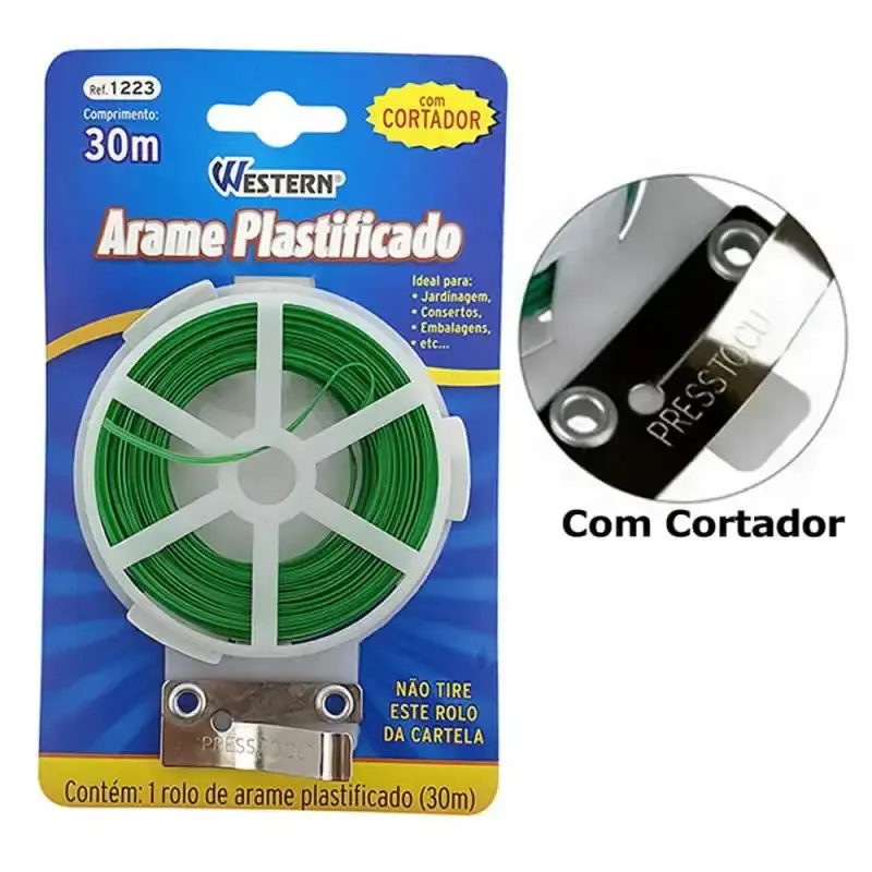 Arame plastificado 30 metros com cortador 1223 Western — fotografia de referência