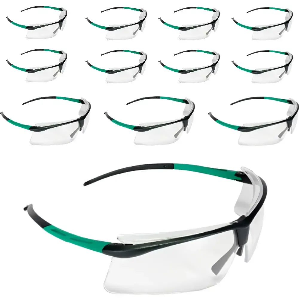 Kit 12 óculos de proteção incolor wind 012543812 Carbografite — fotografia de referência