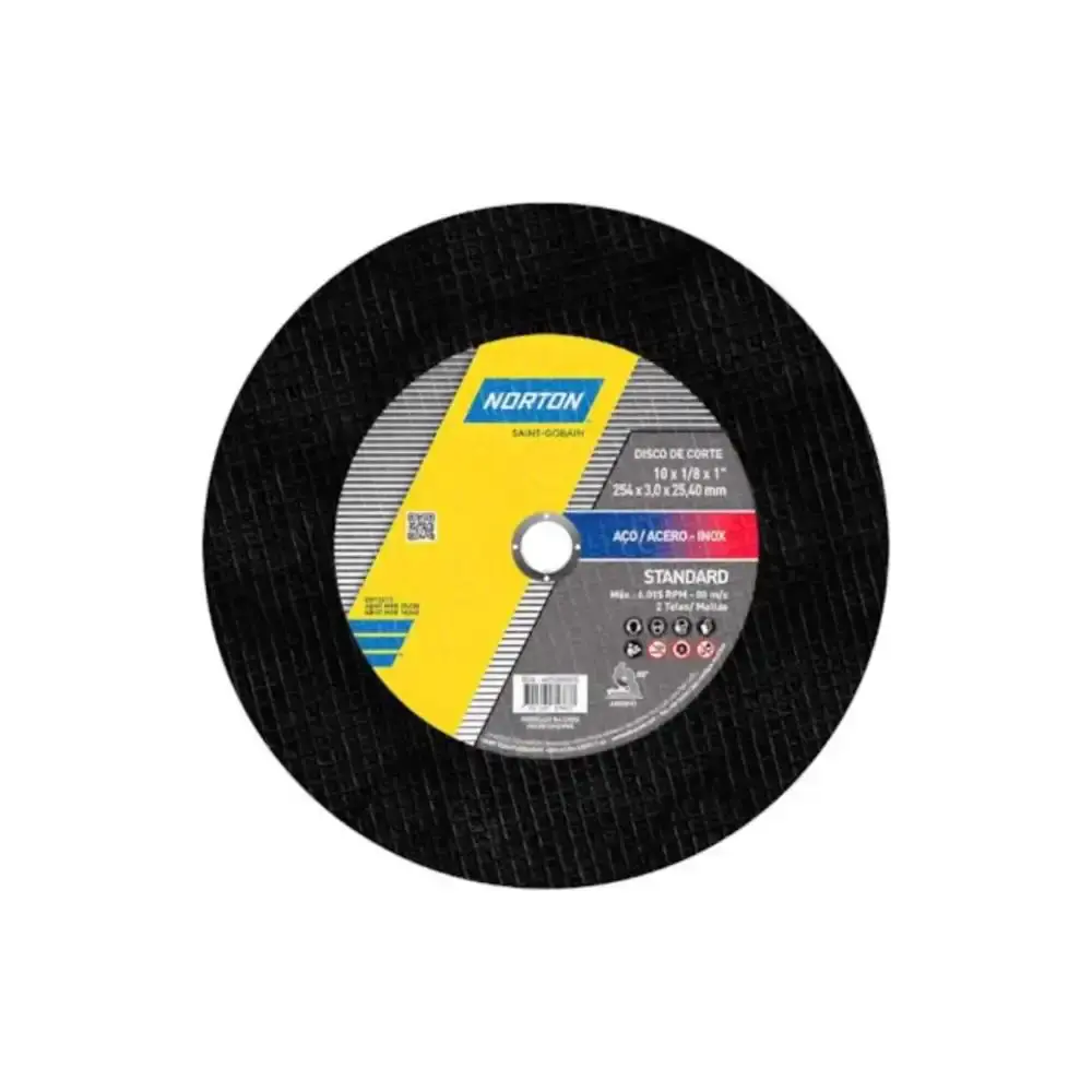 Disco de corte 10 POL 2 telas furo 3/4 POL standard Norton — fotografia 5