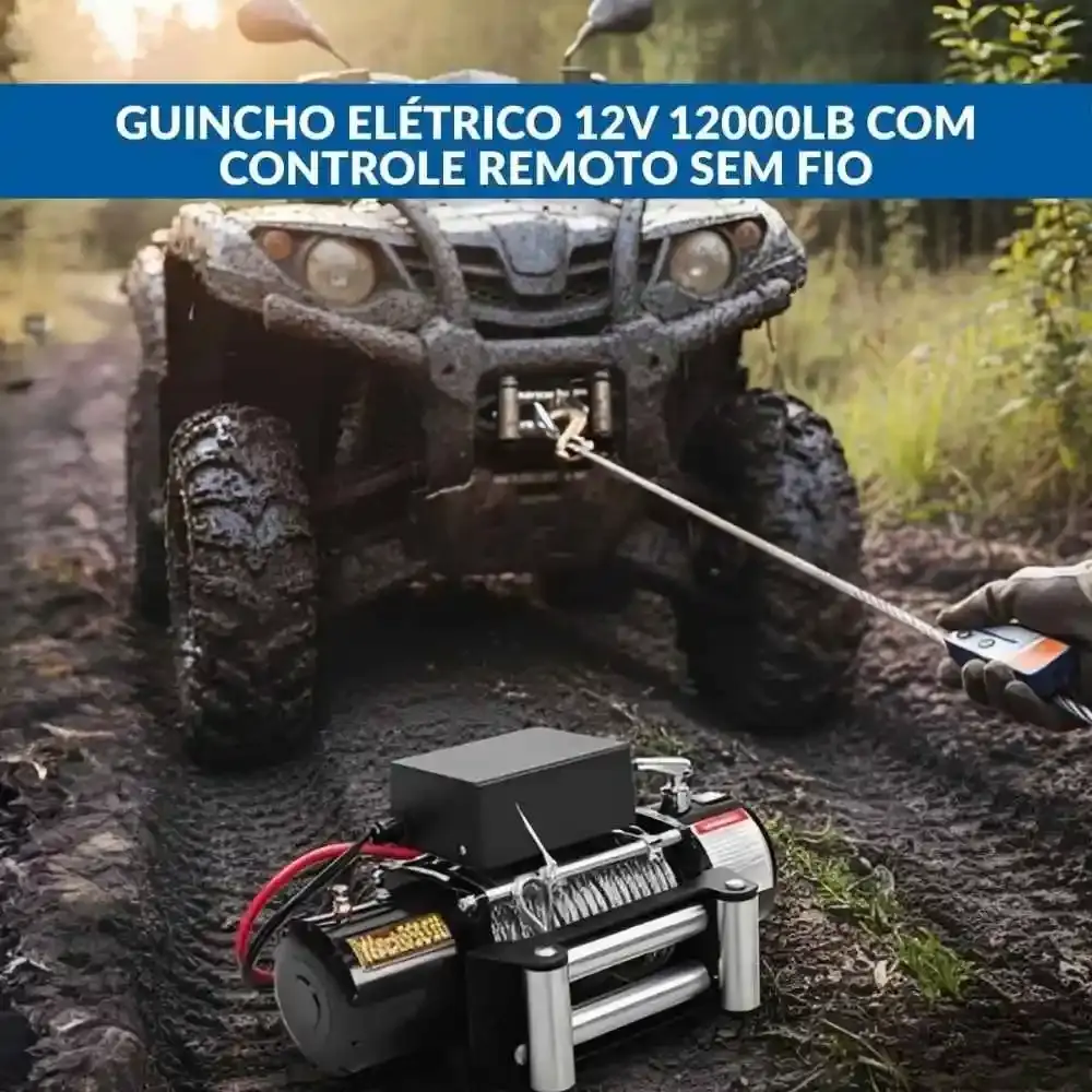 Guincho elétrico 12V 12000LB com controle remoto sem fio IWME004 ImportWay — fotografia 7