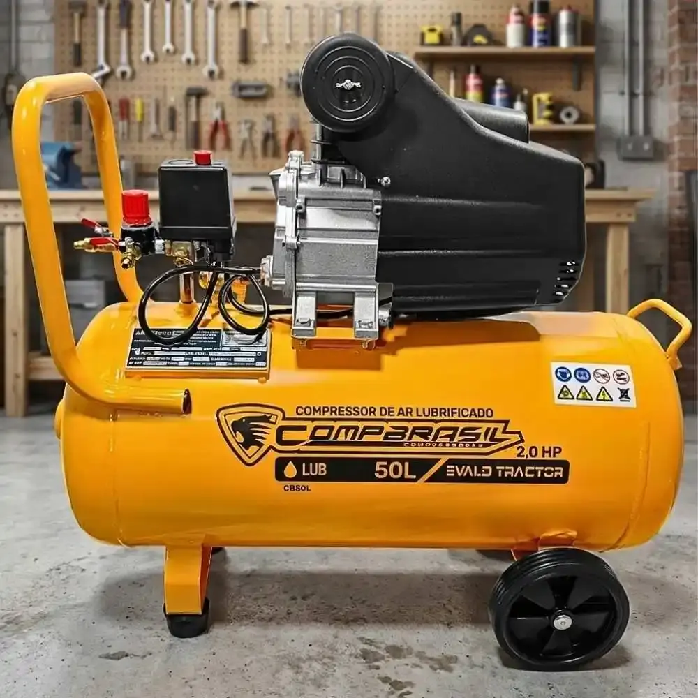 Compressor portátil lub 8,6 pés 2HP 50L com kit 5 peças evald tractor Compbrasil 110 V — fotografia 9