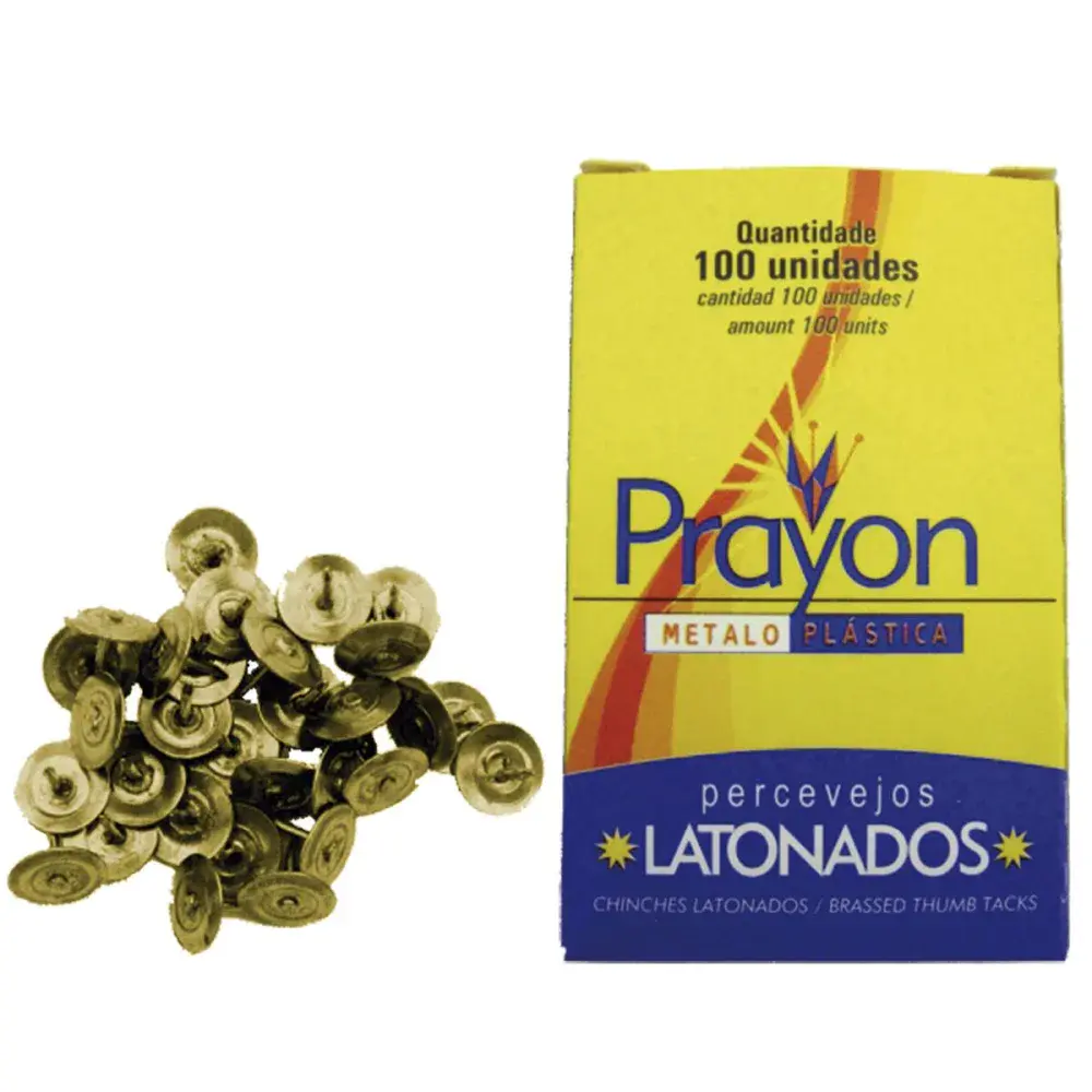 Percevejos de ferro latonado caixa 100 unidades Prayon — fotografia de referência