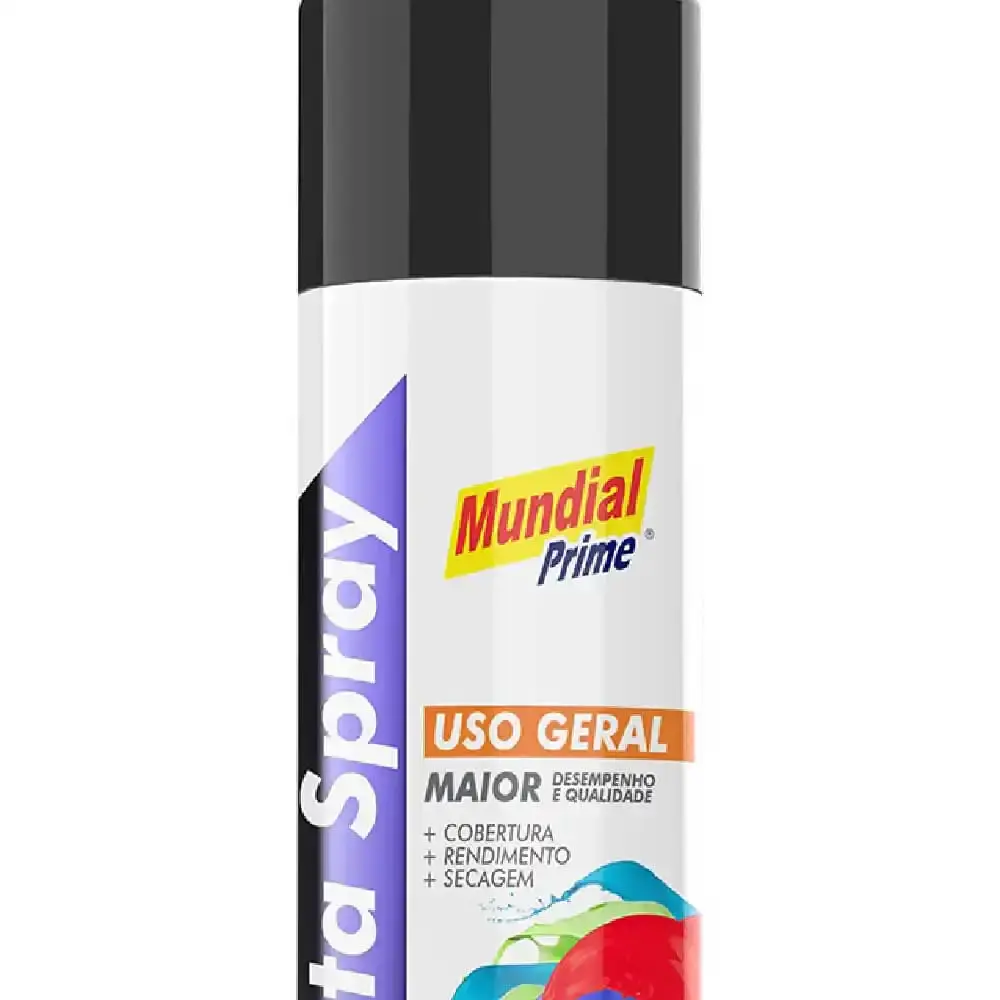 Tinta Spray Semi Brilho preto 400ml Mundial Prime — fotografia 3