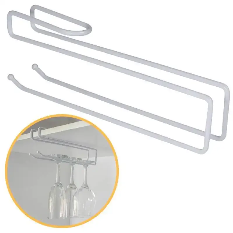 Suporte Organizador Multiuso Suspenso Viena p/ Toalhas. Taças. Papel Branco 991301 BEL BEL FIX — fotografia de referência
