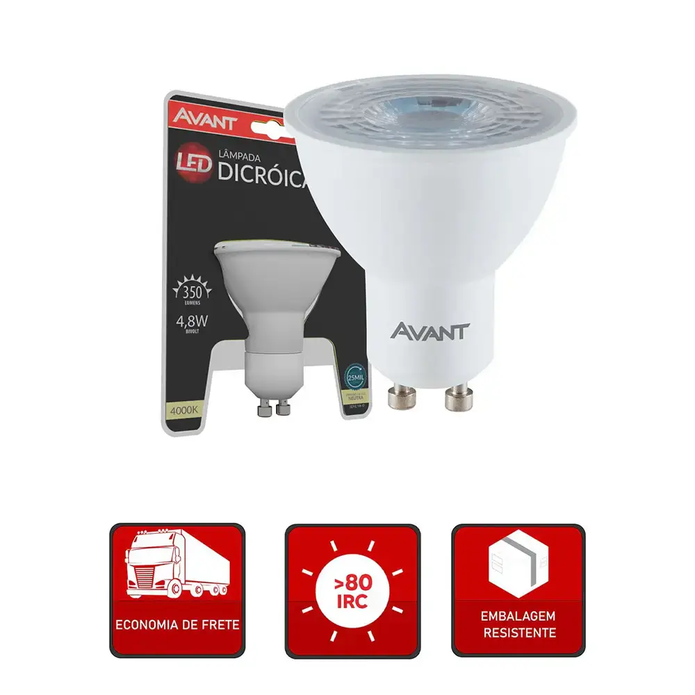 Lâmpada led dicroica MR16 38° 4,8W 350LM branco neutro 4000K bivolt Avant — fotografia 3