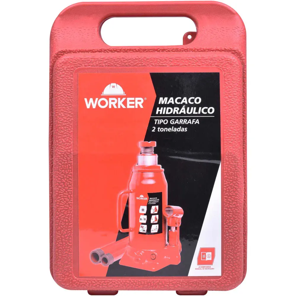 Macaco hidráulico garrafa com maleta 2T 60MM Worker — fotografia 5
