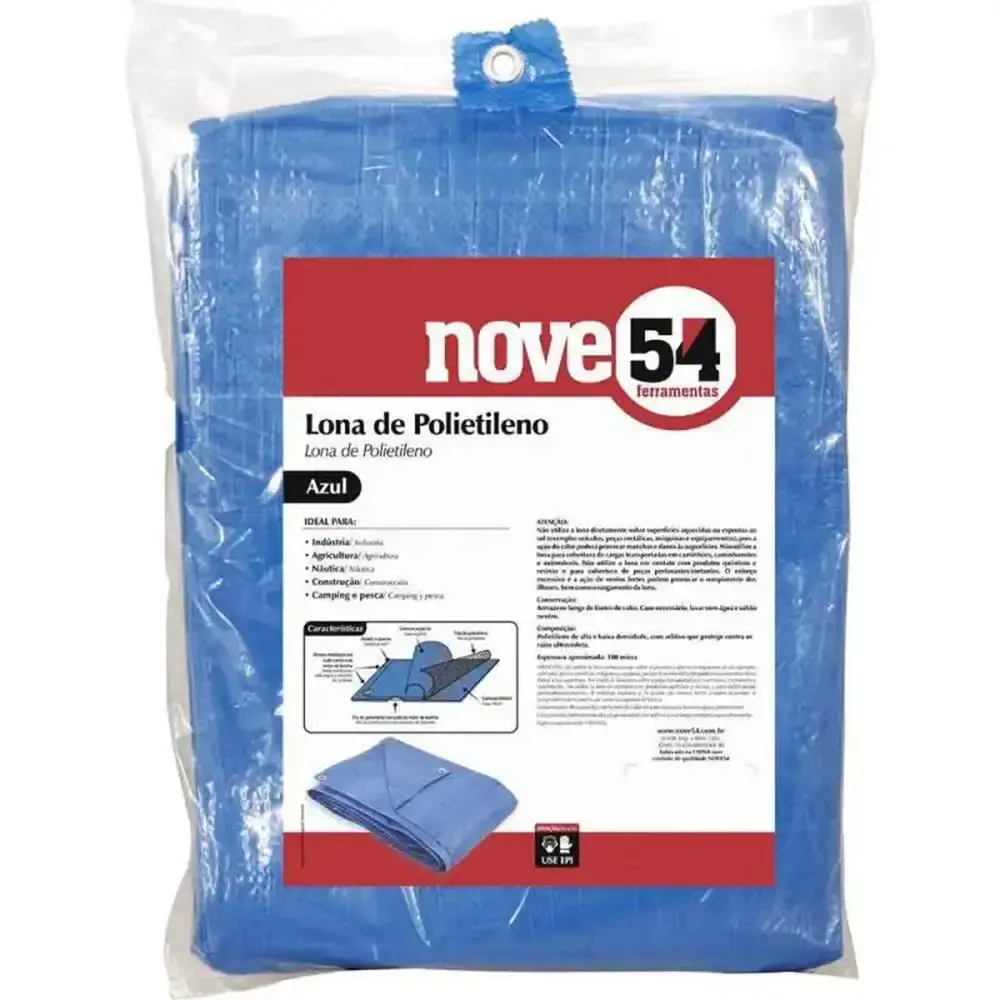 Lona 4 x 3 Metros 100 Micras Leve Azul NOVE54 — fotografia 5