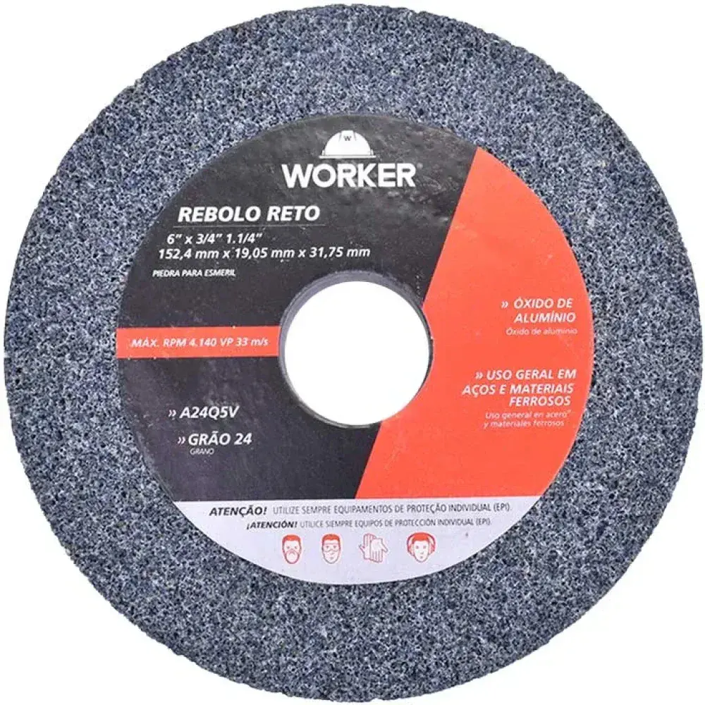 Rebolo reto uso geral 6” x ¾” Worker — fotografia 6