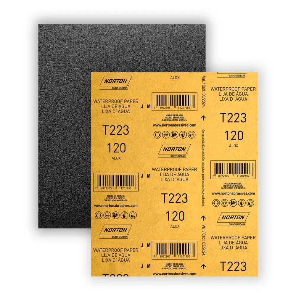 Folha de lixa de água T223 G120 225X275MM Norton — fotografia 3
