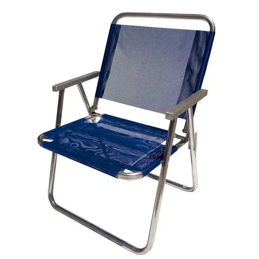 Cadeira de praia e piscina oversize 130 KG alumínio alta 130KG azul CAD0410 Botafogo — fotografia 5