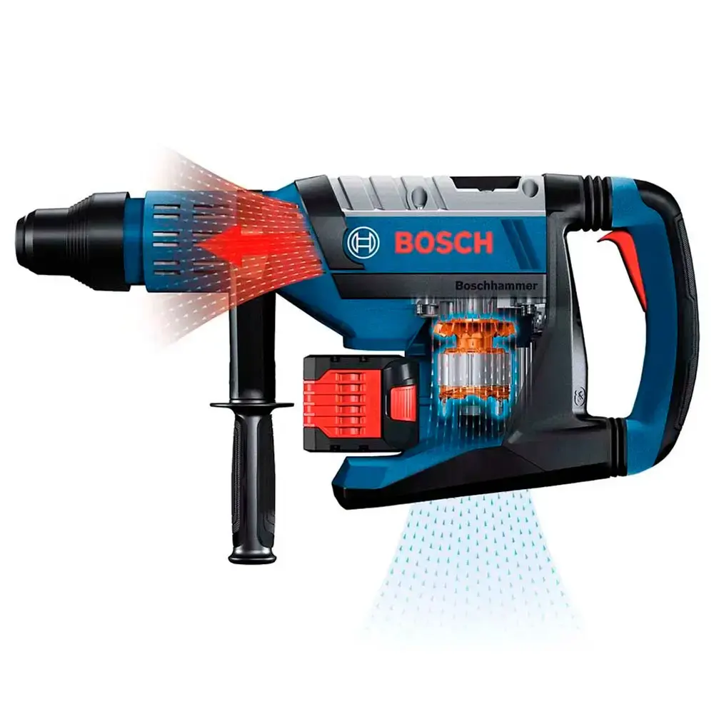 Martelete à bateria sds-max 18V biturbo brushless sem bateria e sem carregador GBH 18V-45C Bosch — fotografia 5