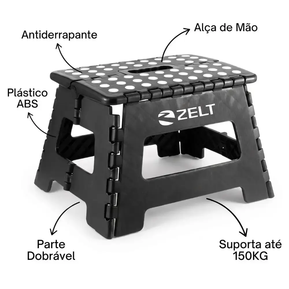 Banqueta Plástica Multiuso Portátil Dobrável 35 x 29 x 22 cm até 150 kg ZELT — fotografia 4