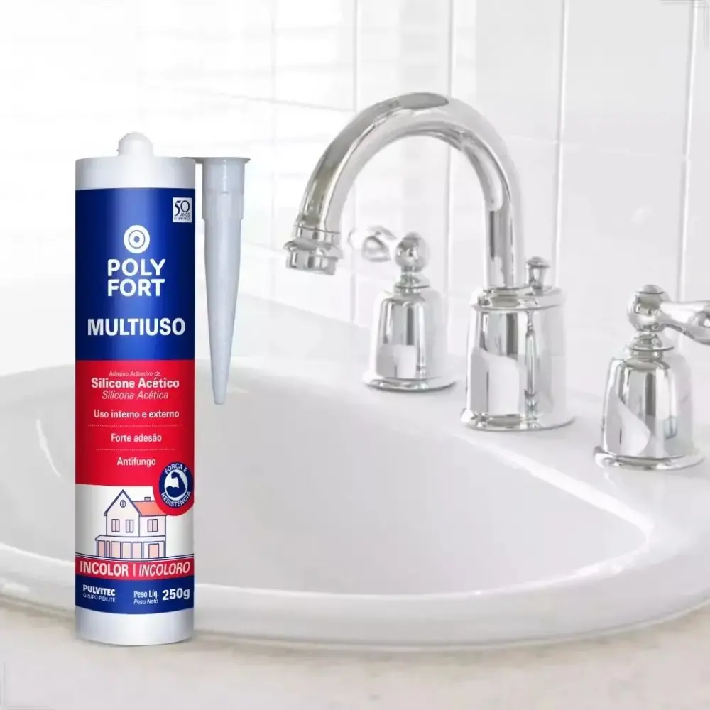 Silicone incolor acético tubo 250G para vidro e alumínio ZK138 Pulvitec — fotografia 3