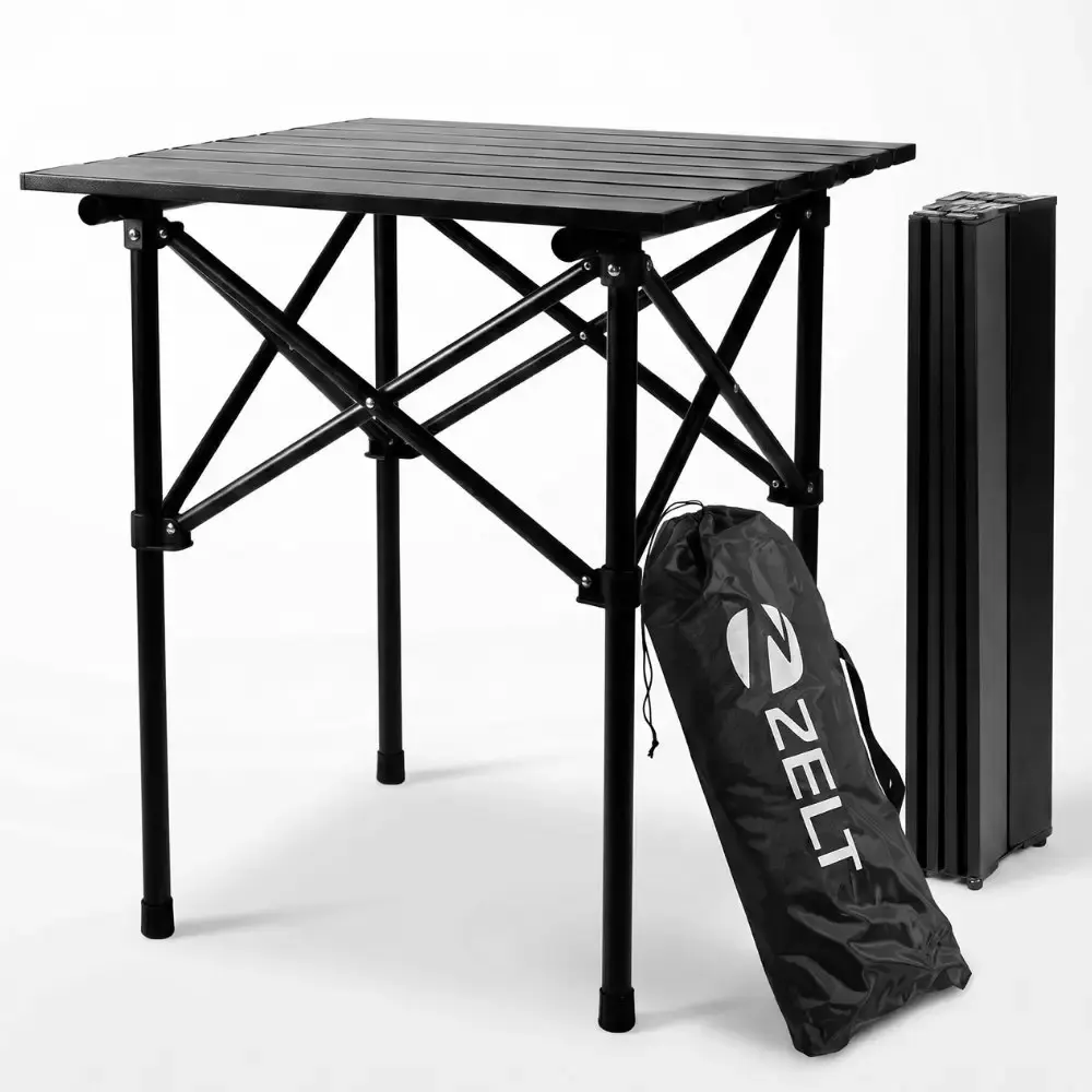 Mesa camping dobrável de acampamento portátil em aço 52X51X50CM Zelt — fotografia de referência