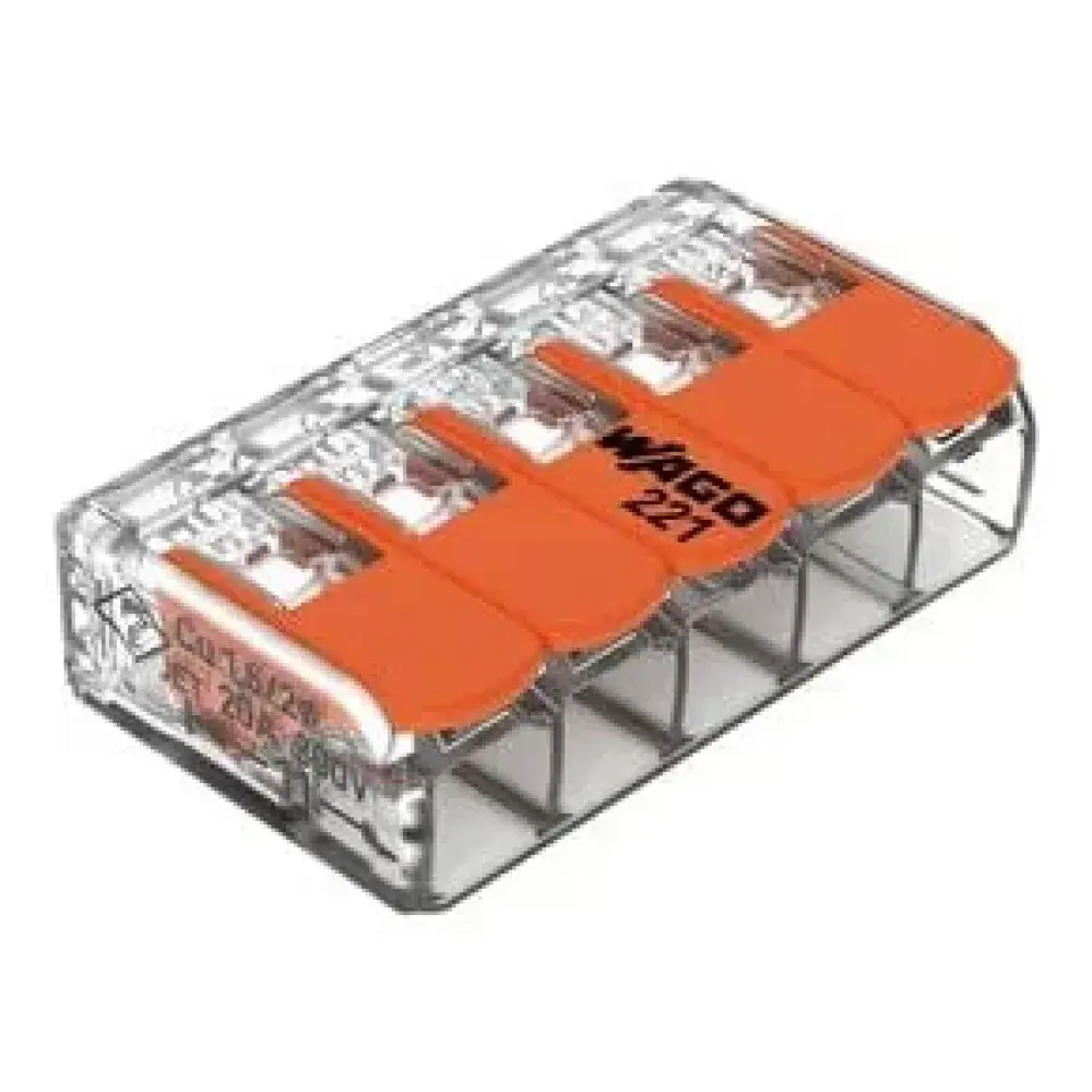 Conector emenda 221 5 derivações 4MM - 25 peç Wago — fotografia de referência
