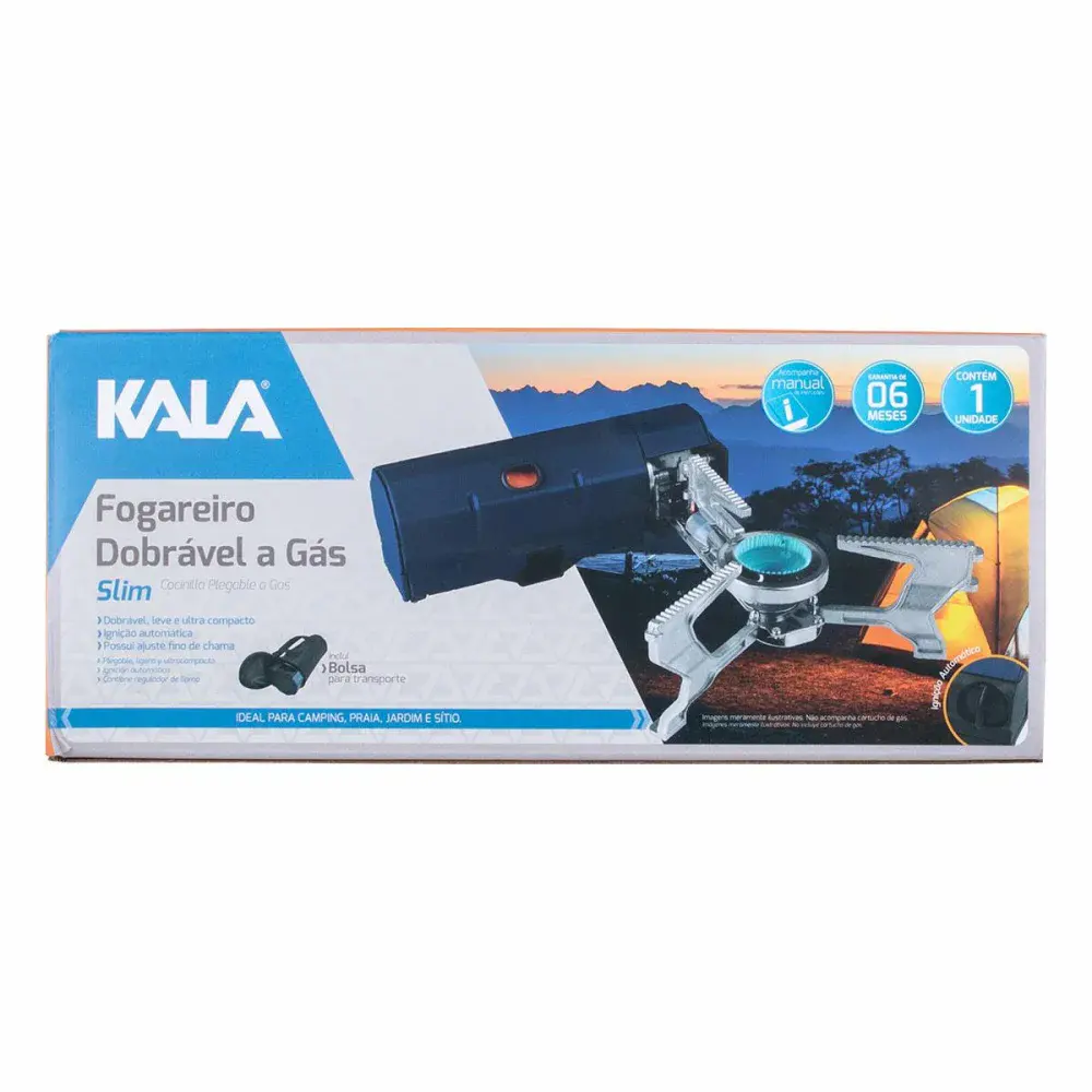Fogareiro slim dobrável azul a gás Kala — fotografia 3