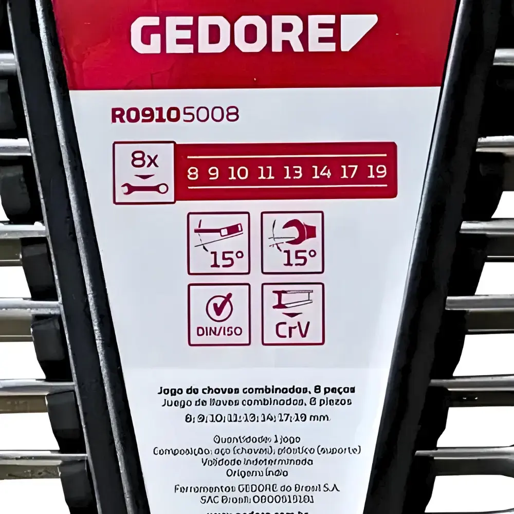 Jogo de chaves combinadas de 8 a 19 MM kit 8 peças Gedore RED — fotografia 5