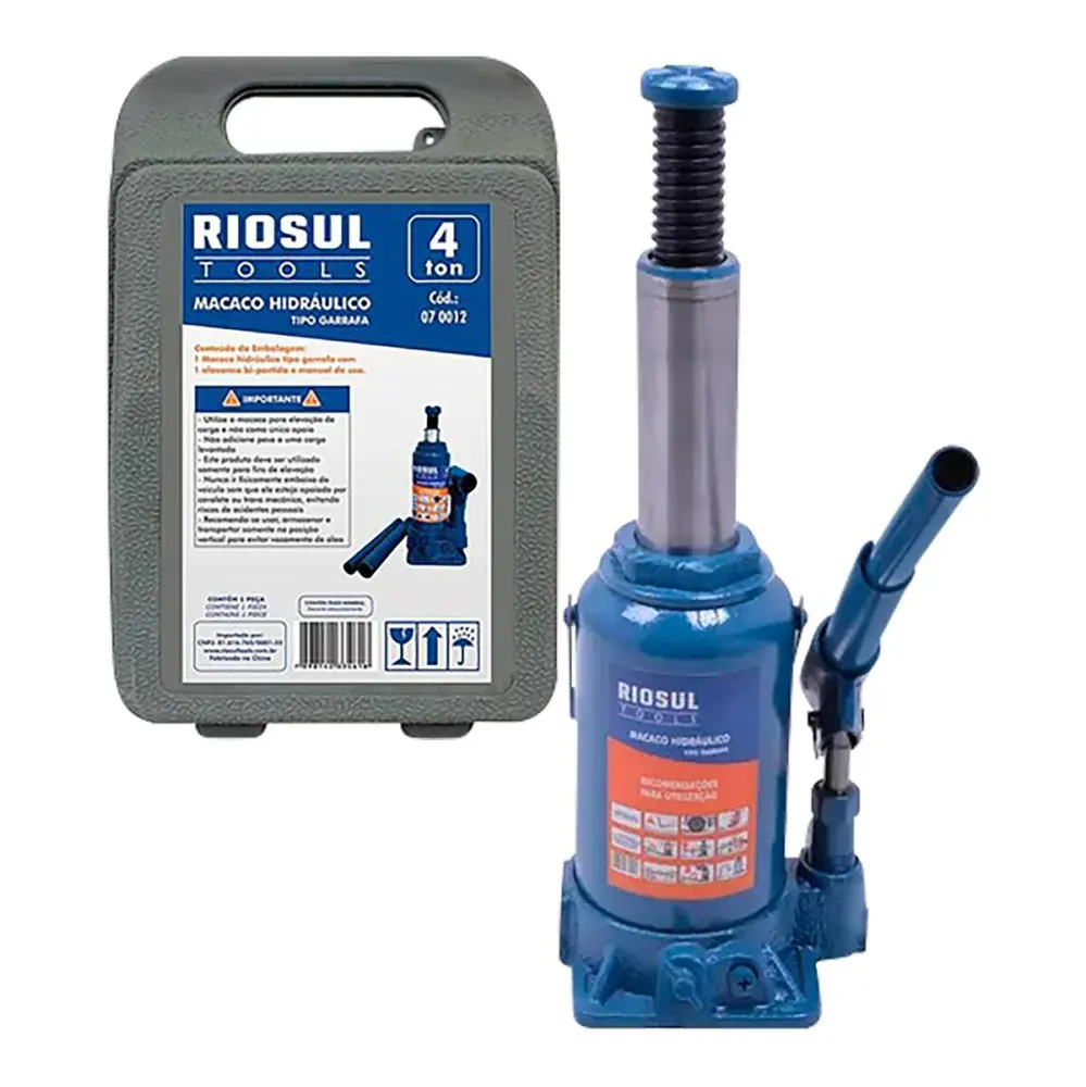 Macaco hidráulico garrafa 4T com maleta R070012 riosul tools — fotografia de referência