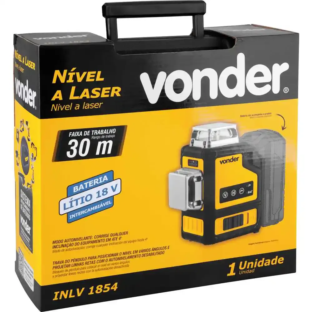 Nível a laser 30M 18V sem bateria e carregador INLV-1854 Vonder — fotografia 8
