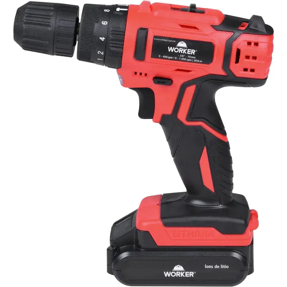 Furadeira parafusadeira à bateria 17 peç bivolt Worker — fotografia 10
