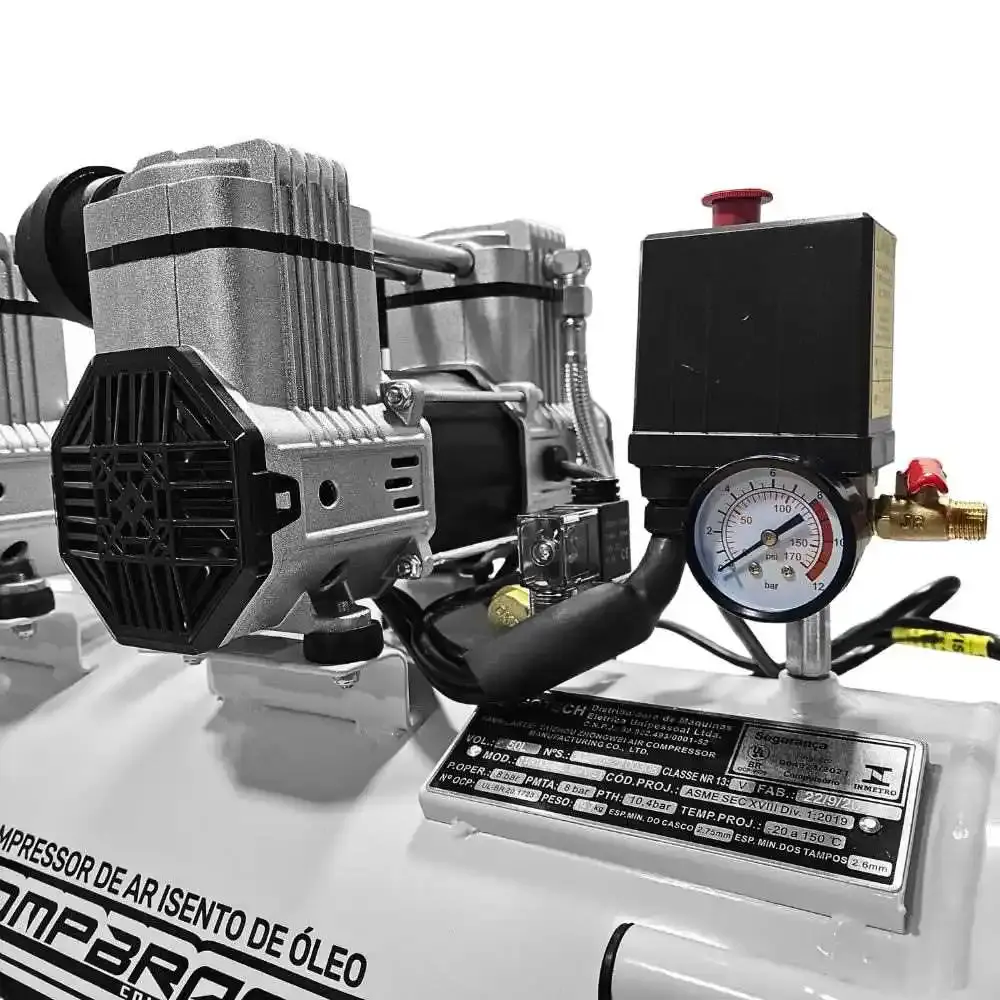 Compressor portátil isento 10 pés 2HP 50L com kit 5 peças evald tractor Compbrasil 220 V — fotografia 7