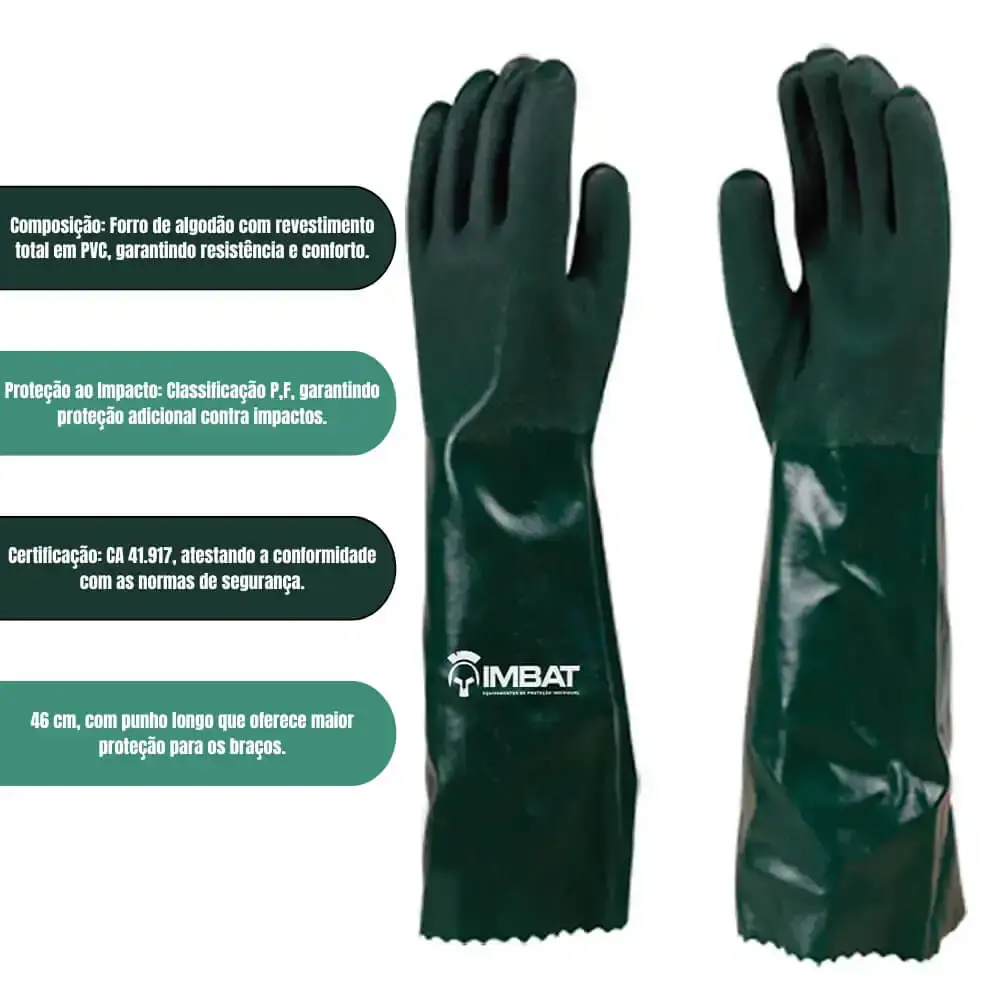 Luva de PVC palma áspera 46CM verde T9 LV-PVC46-9 Imbat — fotografia 5