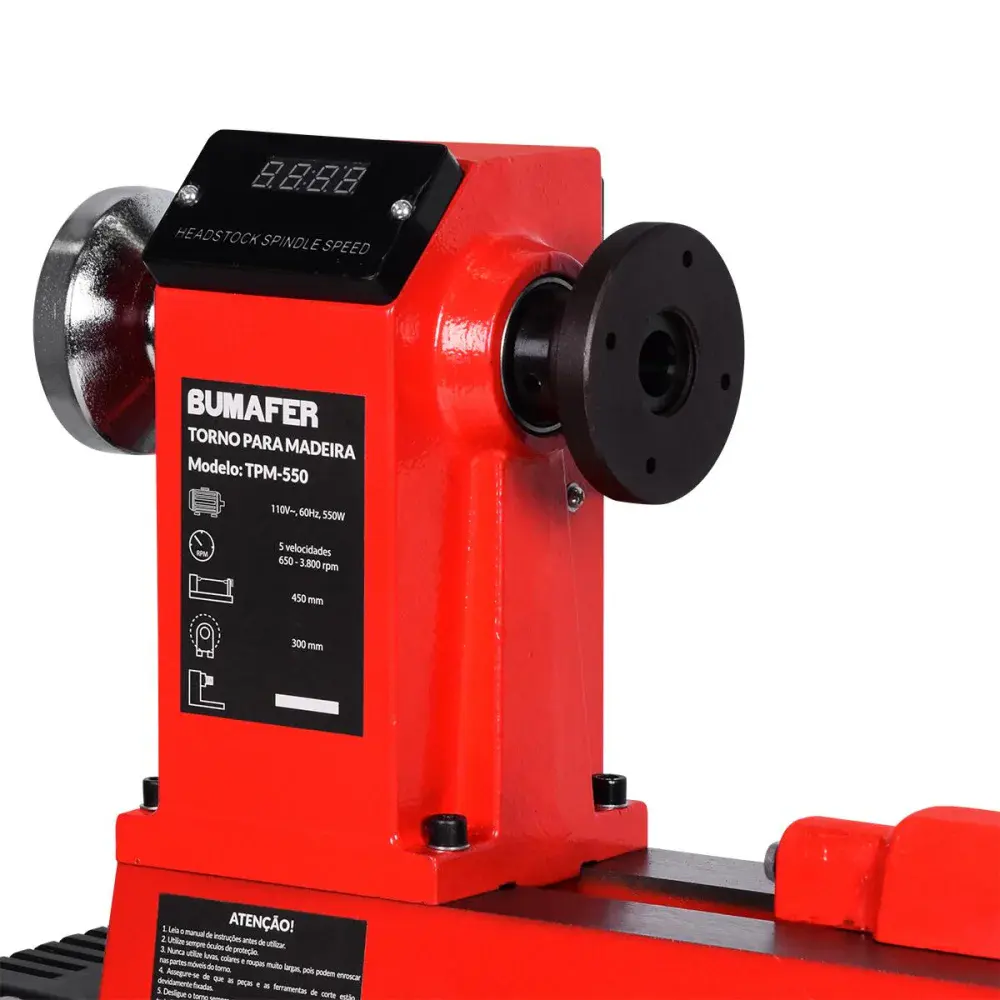 Torno para madeira TPM-550 450MM 550W Bumafer — fotografia 4