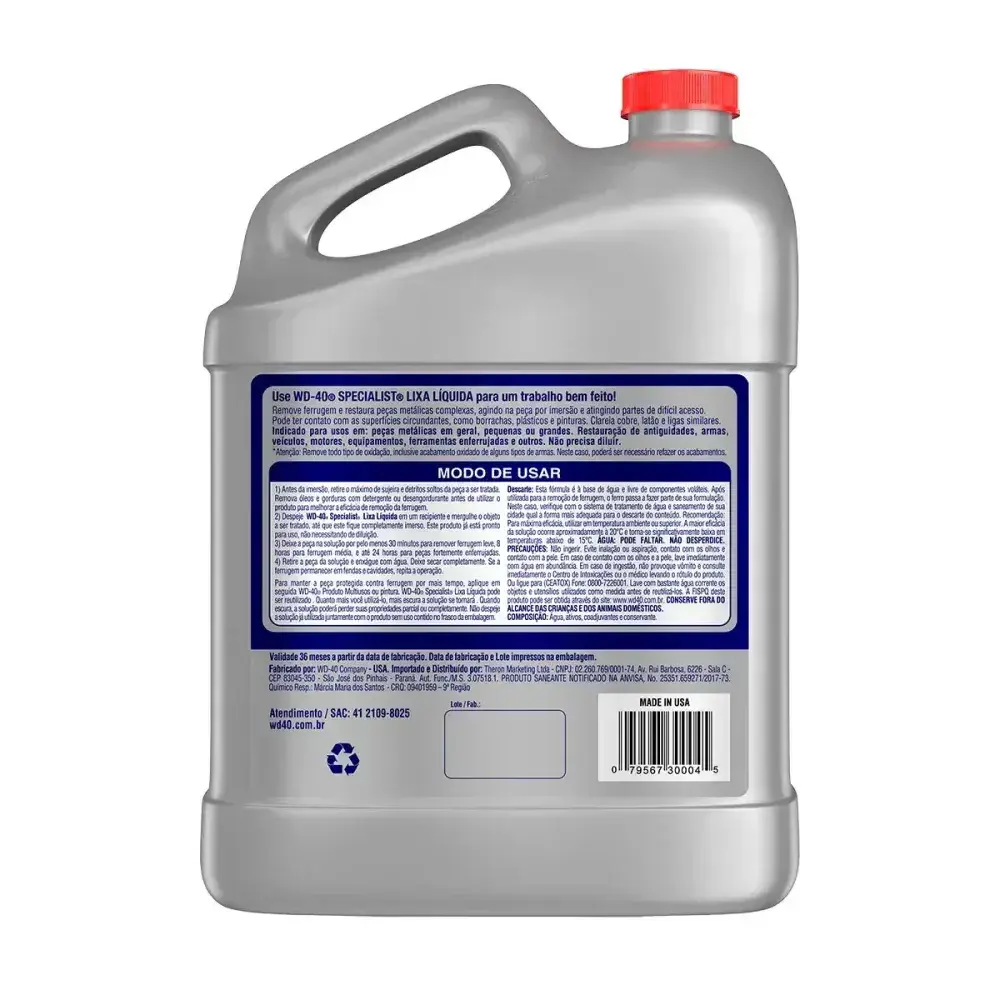 Removedor liquido de ferrugem metálica por imersão rust remover 3.7 litros Wd-40 — fotografia 4