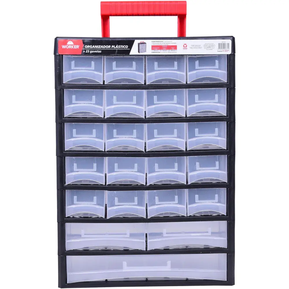 Organizador plástico 23 gavetas 31,5X14X44,5CM Worker — fotografia 3