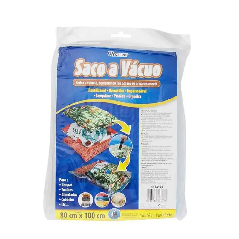 Saco à vácuo guardar roupas 80X100 CM kit 5 peças + bomba sucção Western — fotografia 8