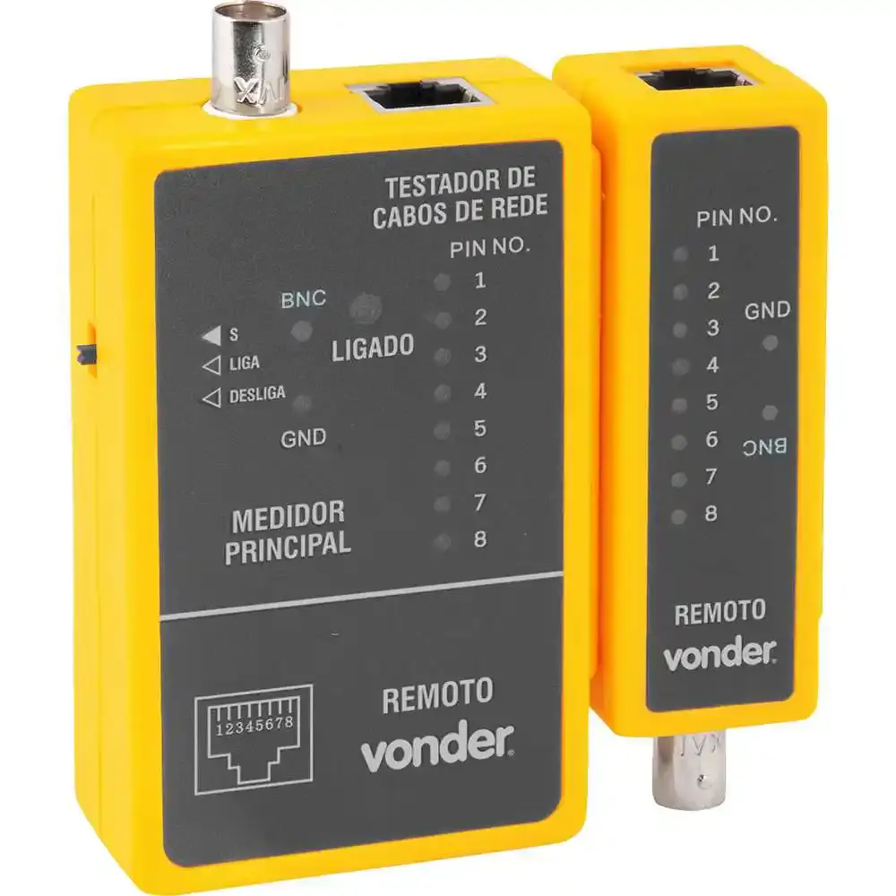 Testador de cabos de rede RJ45 e cabos coaxiais Vonder