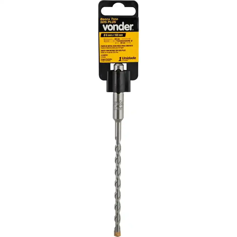 Broca com Encaixe SDS PLUS 4 cortes 6 x 160 MM VONDER — fotografia 4