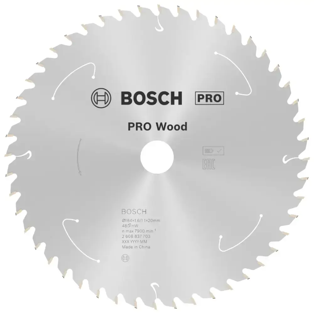 Disco de serra circular PRO wood cordless 184X20MM 48 dentes Bosch — fotografia de referência