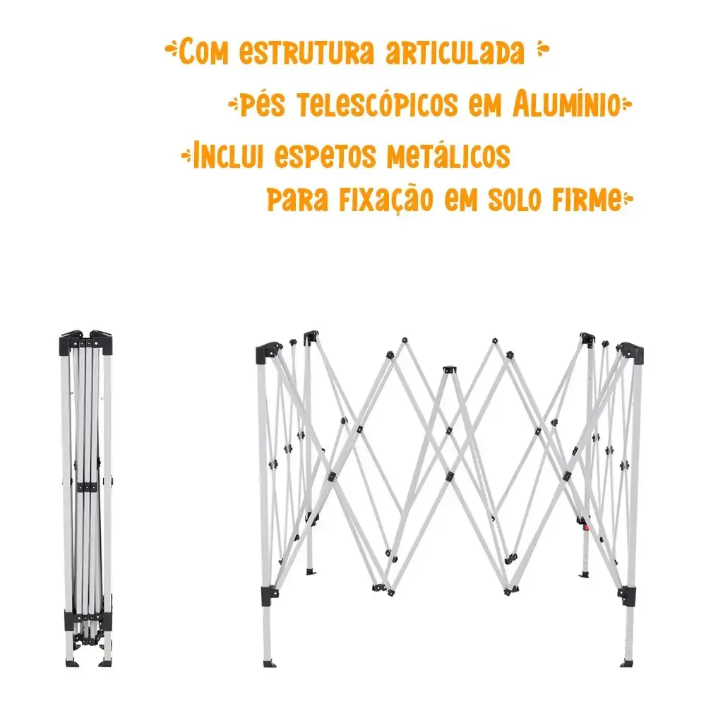 Tenda gazebo 3X3 metros dobrável articulada e sanfonada preta 331400 BEL — fotografia 5