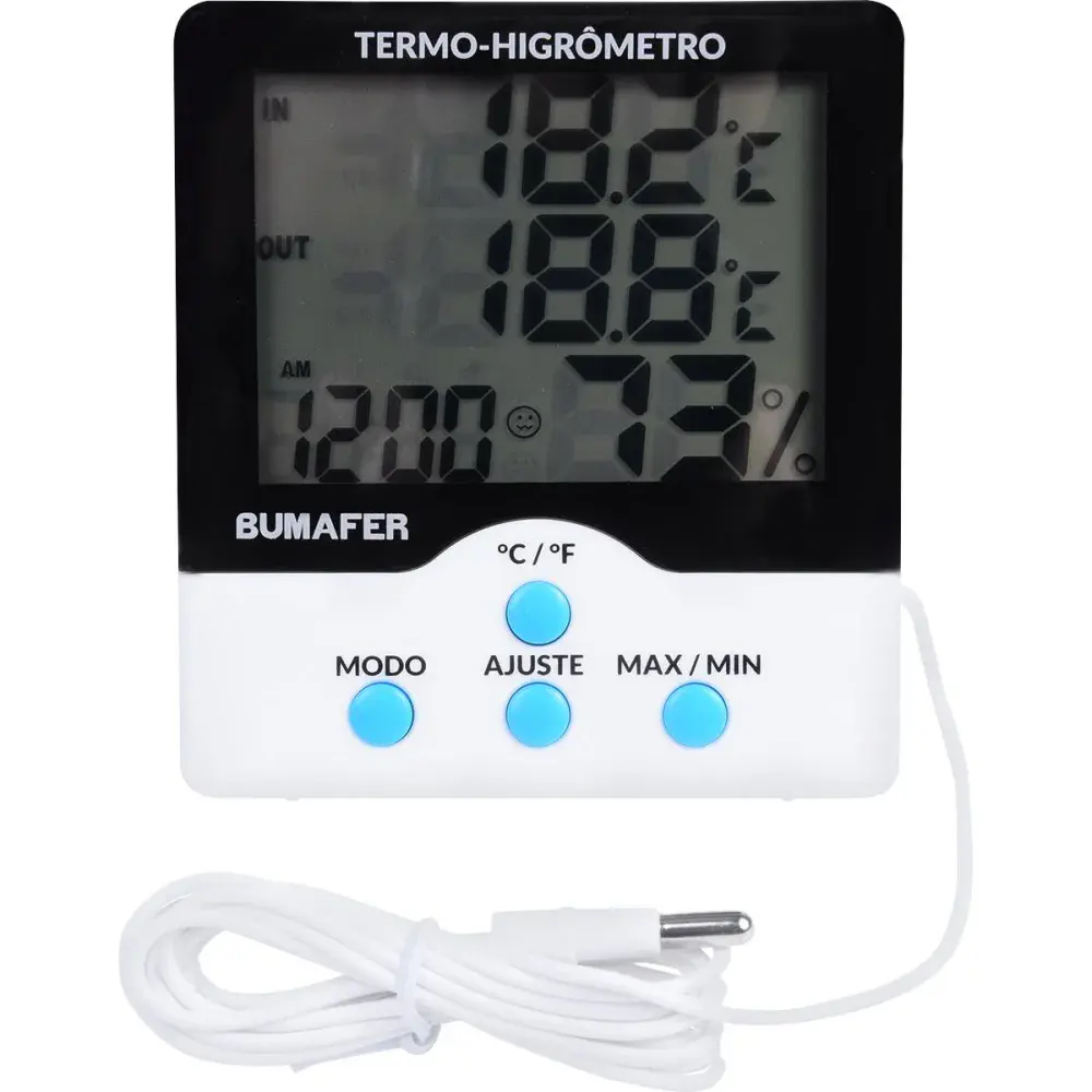 Termo higrômetro digital de temperatura e umidade 1,5M Bumafer