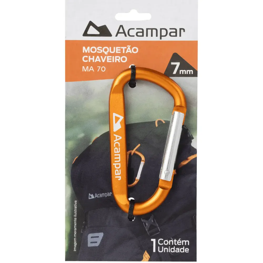 Mini mosquetão 7MM alumínio laranja Acampar — fotografia 8