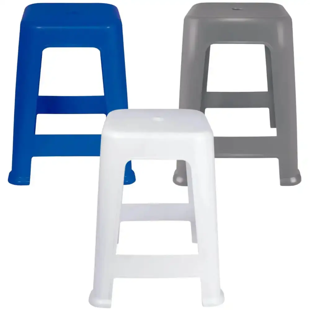 Banqueta Plástica 41 x 36 cm Várias Cores MOR Cinza — fotografia 5