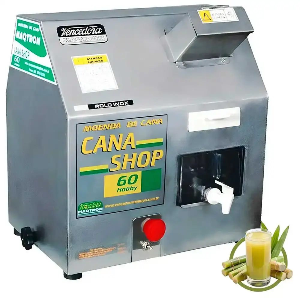 Engenho moenda para cana rolos de inox cana shop 60 elétrica Maqtron 110 V