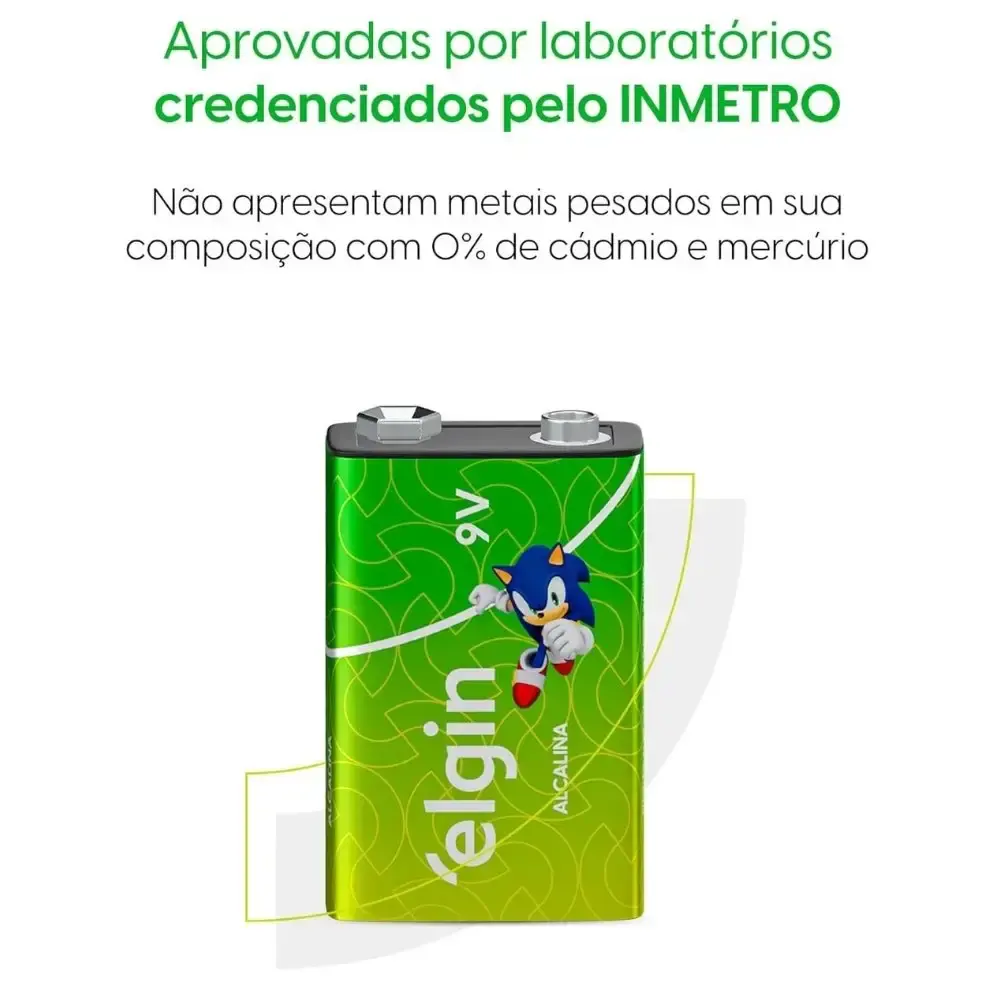 Bateria alcalina 9V pilha 82158 Elgin — fotografia 4
