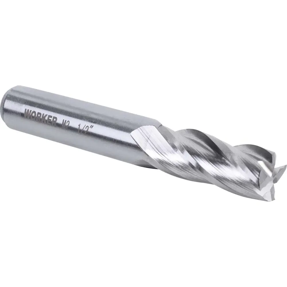 Fresa de topo reto aço rápido 1/2” haste 1/2” Worker — fotografia 3