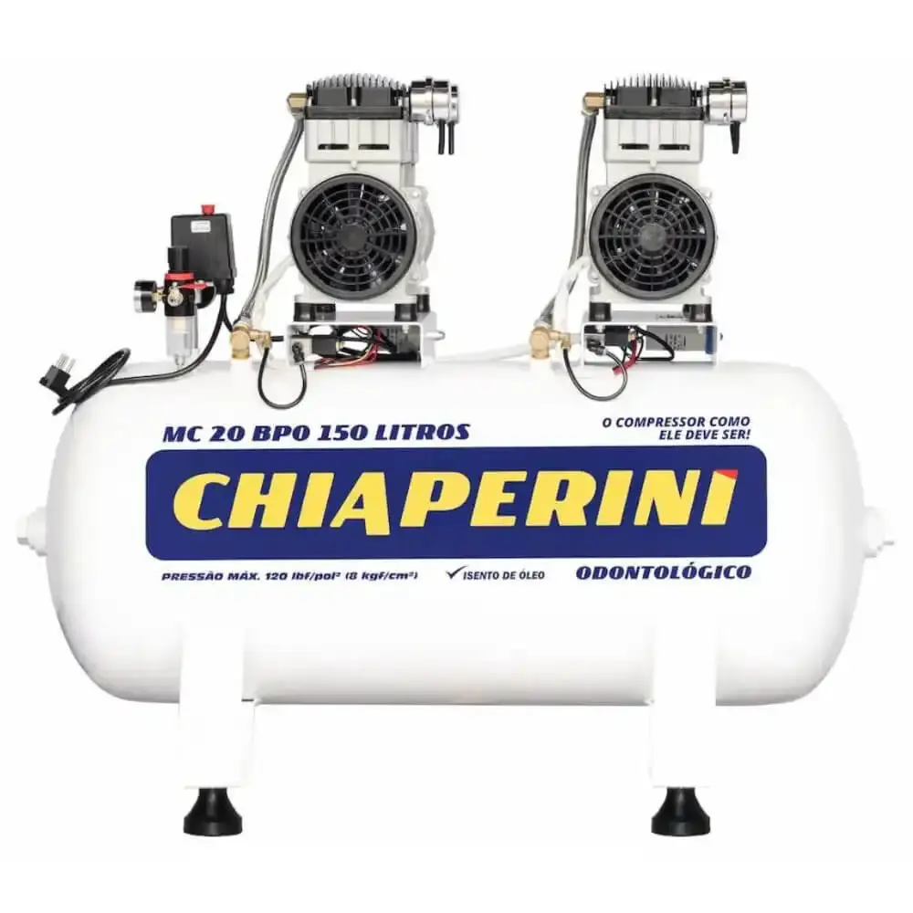 Compressor odontológico 20 pés 150 litros 220V MC20BPO Chiaperini 220 V — fotografia de referência