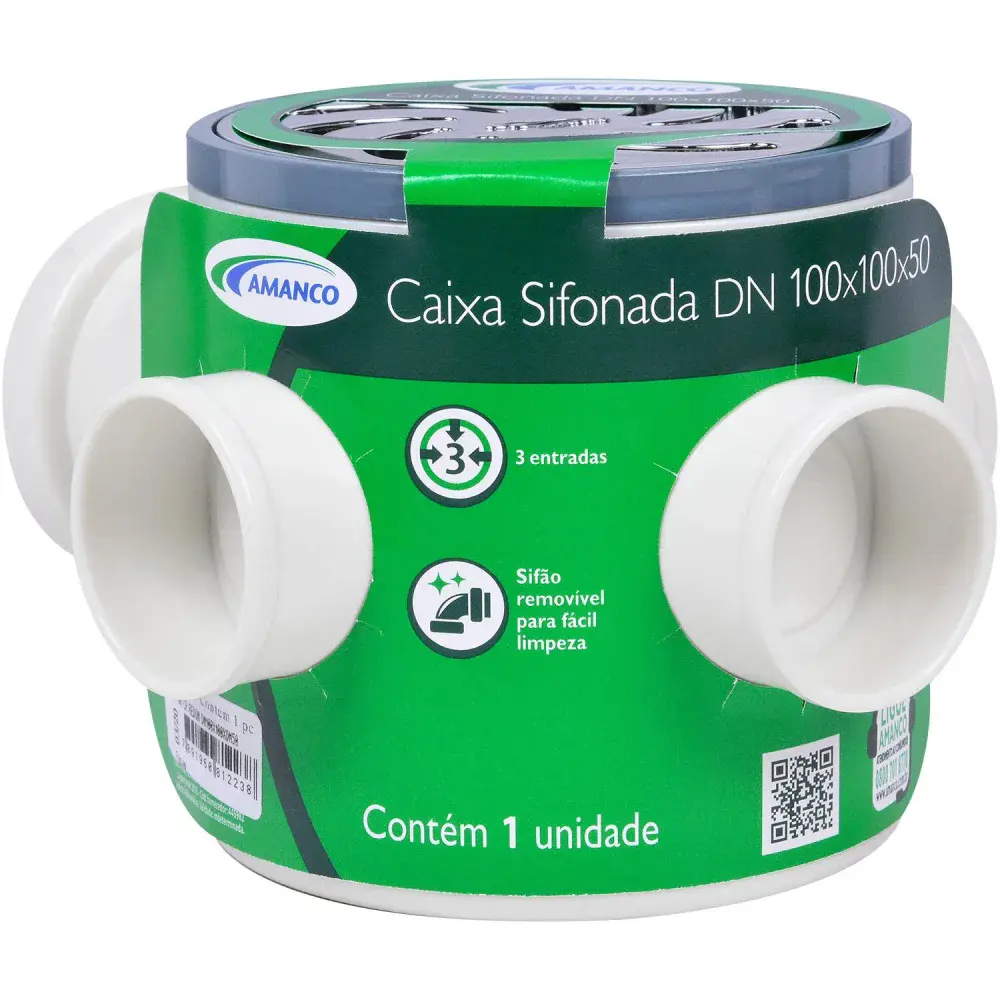Caixa sifonada redonda 100X100X50 cromada Amanco
