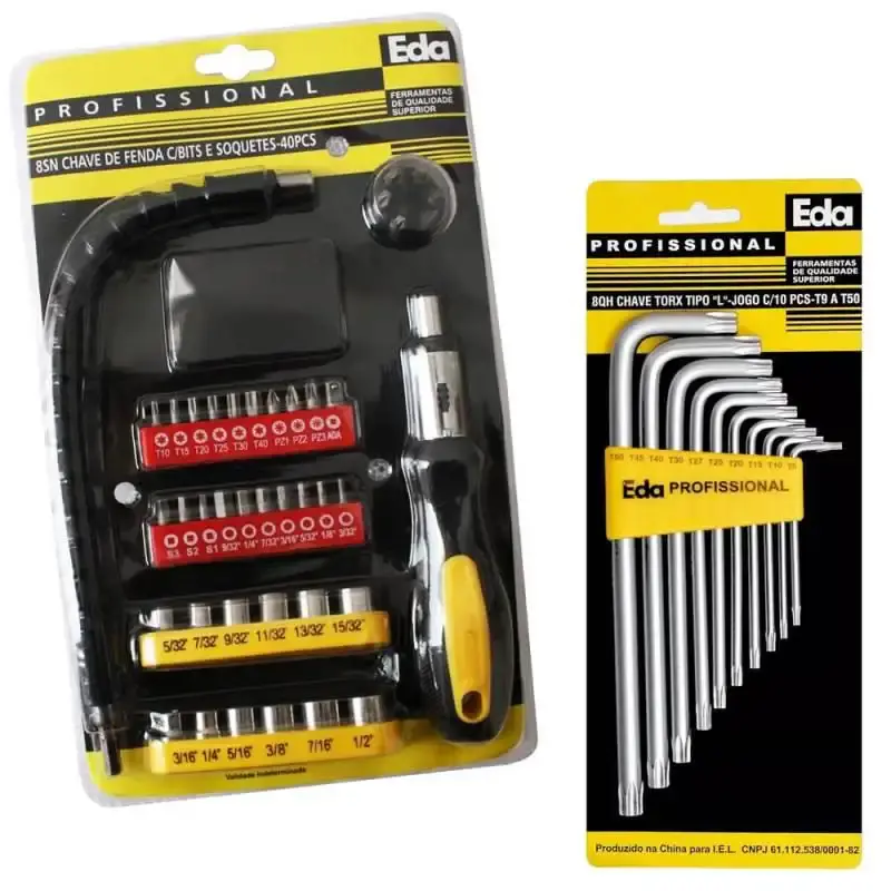 Kit de ferramentas com cabo flexível e 40 peças 8SN + jogo de chave torx 10 peças T9 à T50 8QH Eda — fotografia de referência
