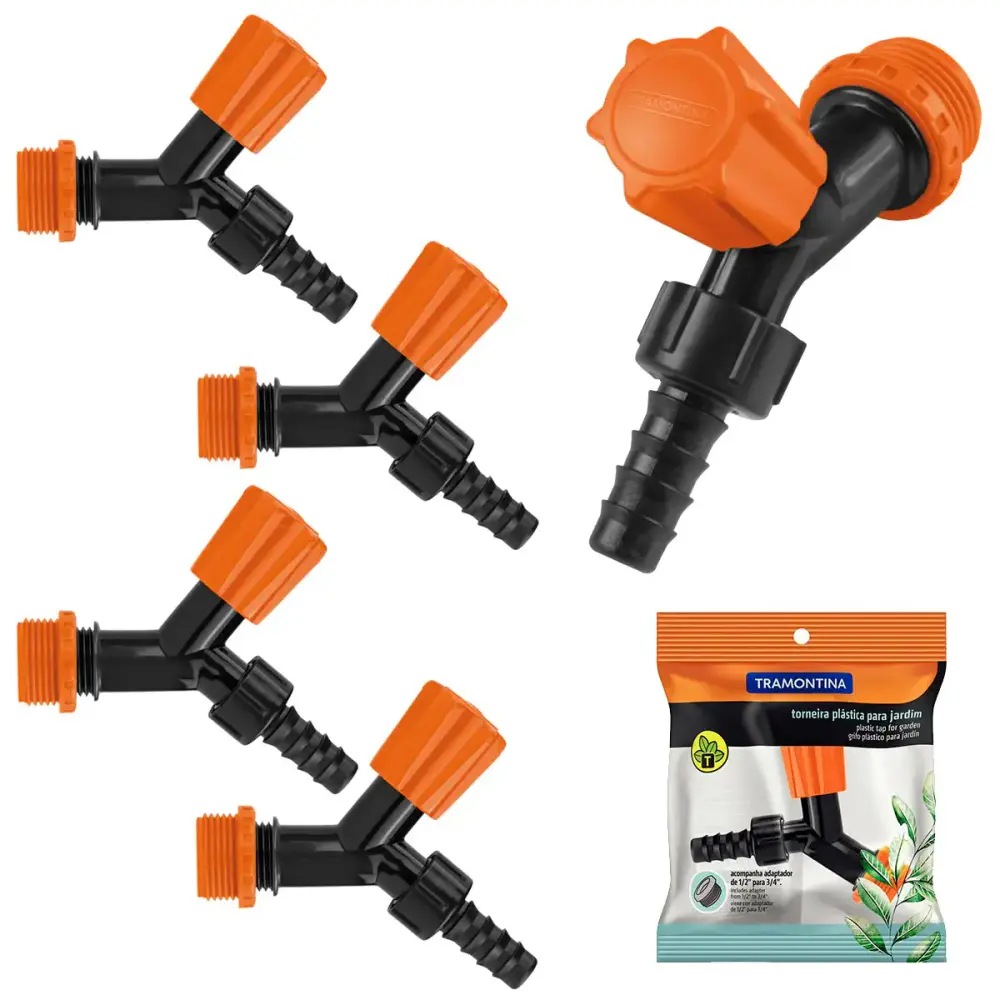 Kit 3 torneiras plásticas para jardim com redução Tramontina — fotografia de referência
