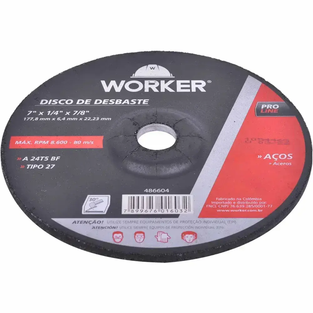 Disco desbaste aço 177,8X6,4X22,23MM Worker — fotografia 8