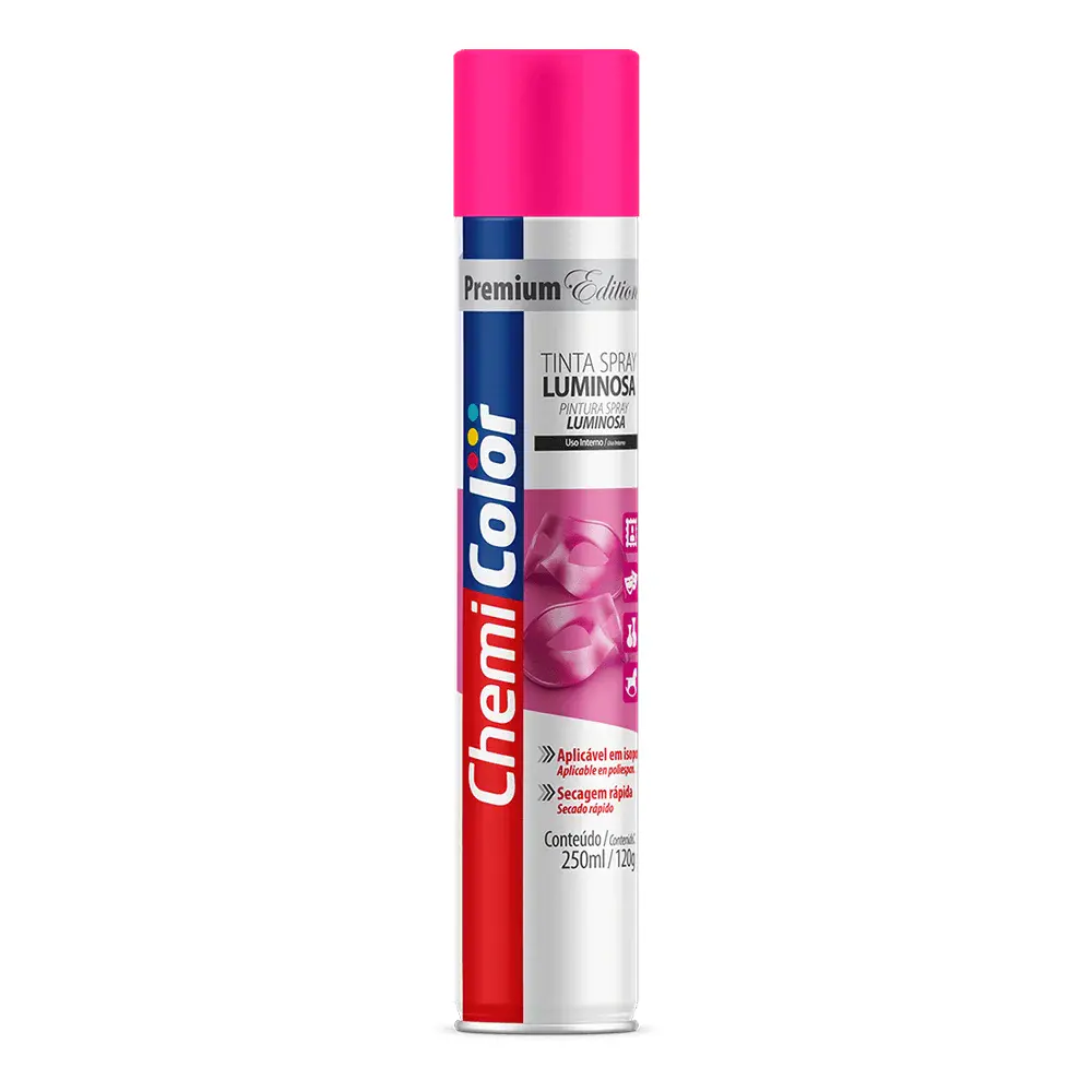Tinta spray luminosa 250ML/120G na cor pink Chemicolor — fotografia 2